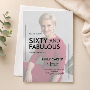Sixty and Fabulous Photo 60th Birthday Party Invitation