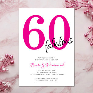 Sixty and Fabulous Pink 60th Birthday Party Invitation