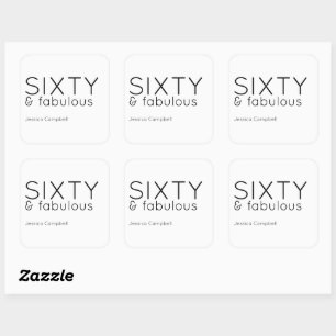 Sixty and Fabulous Script 60th Birthday Napkins Square Sticker