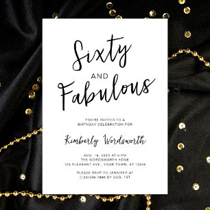 Sixty and Fabulous Script 60th Birthday Party Invitation