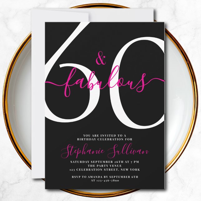 Sixty And Fabulous Script 60th Birthday Party Invitation (Creator Uploaded)