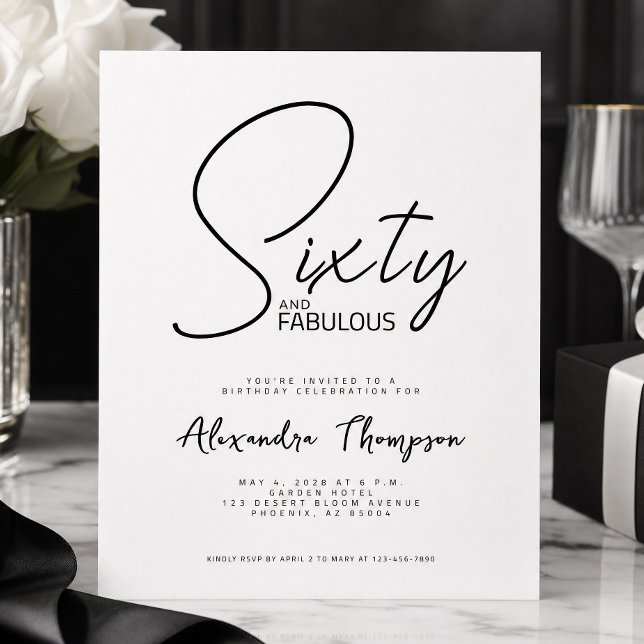 Sixty and Fabulous Script 60th Birthday Party Invitation (Creator Uploaded)