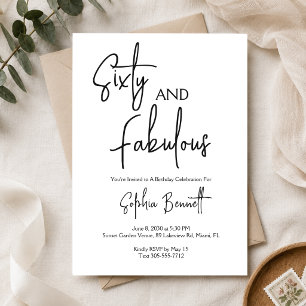 Sixty and Fabulous Script 60th Birthday Party Invitation