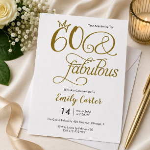 Sixty and Fabulous Script 60th Birthday Party Invitation