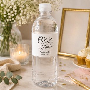 Sixty and Fabulous Script 60th Birthday Party Water Bottle Label