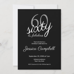 Sixty and Fabulous Script Black 60th Birthday Invitation