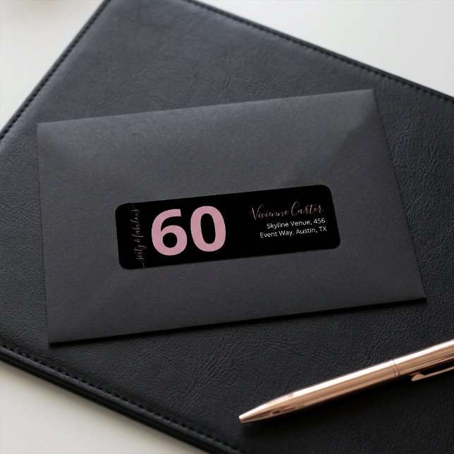 Sixty and Fabulous Script Pink 60th Birthday Party (Sixty and Fabulous Script Pink 60th Birthday Return Address Labels)