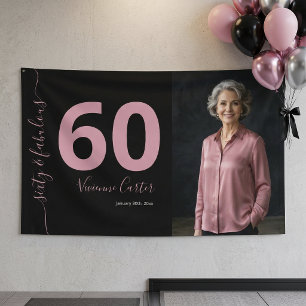 Sixty and Fabulous Script Pink 60th Birthday Party Banner