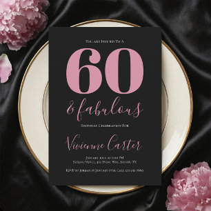 Sixty and Fabulous Script Pink 60th Birthday Party Invitation