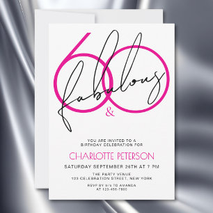 Sixty and Fabulous Stylish 60th Birthday Party Invitation