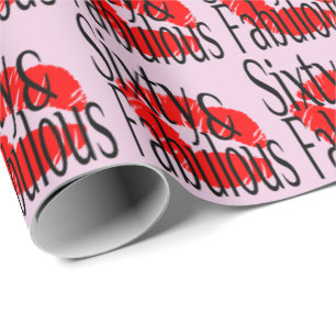Sixty and Fabulous with Hot Red Lips Wrapping Paper