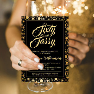 Sixty And Sassy Elegant Gold Black 60th Birthday  Invitation