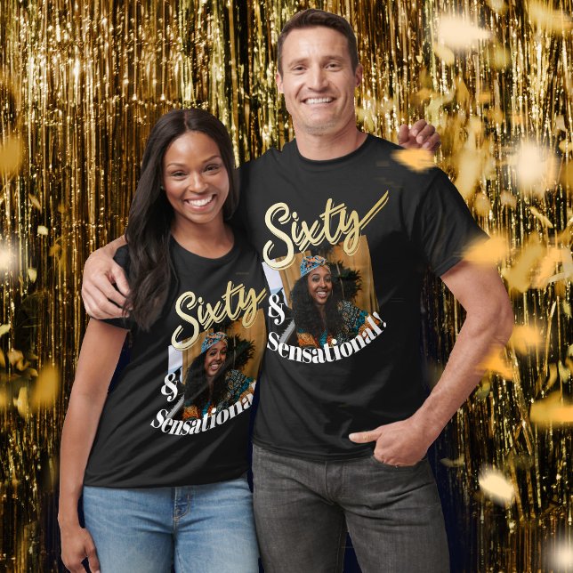 Sixty and sensational, 60th birthday gold script  T-Shirt (Creator Uploaded)