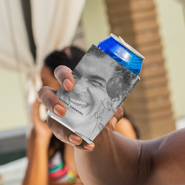 Sixty Balloon String | Photo 60th Birthday Party Can Cooler (Creator Uploaded)