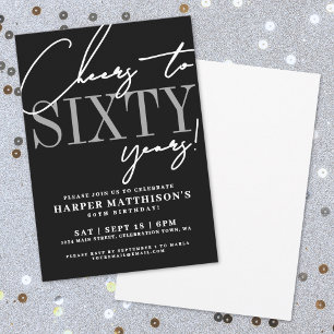 Sixty Black 60th Birthday Party Invitation
