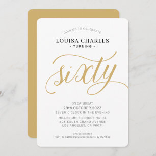 SIXTY elegant birthday chic script modern gold Invitation