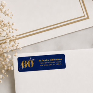 Sixty Elegant Blue & Gold 60th Birthday Invitation