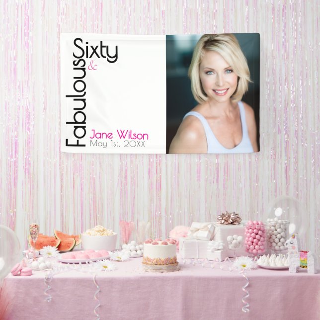 Sixty Fabulous Birthday Chic Pink & Black Banner (Party)