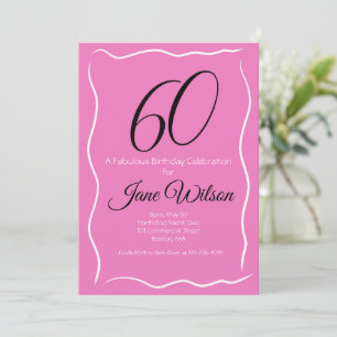   Sixty & Fabulous Birthday Invitation Pink Black