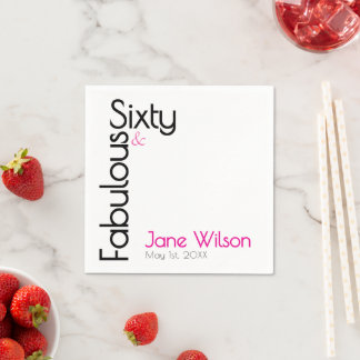 Sixty Fabulous Birthday Party Chic Pink Napkin