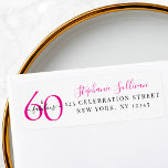 Sixty Fabulous Pink 60th Birthday Return Address<br><div class="desc">Modern Minimal Sixty and Fabulous pink-and-black 60th birthday return address label that you can personalise and send out for your 60th birthday party celebration. The  "60 and Fabulous" is set in a bold,  trending font. Text colours can be changed using the edit menu.</div>