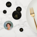 Sixty | Gold & Black Confetti 60th Birthday Party<br><div class="desc">Add detail to your special day with this stylish 60th birthday photo table confetti. This design features a modern script "Sixty",  " Happy Birthday" with hexagon confetti in black & gold colour combo. More milestone birthday party supplies are available at my shop BaraBomDesign.</div>