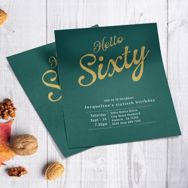 Sixty Green Gold Budget 60th Birthday Invitation Flyer (Creator Uploaded)