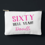 Sixty Hell Yeah! Personalised Pink 60th Birthday Accessory Pouch<br><div class="desc">Turn sixty in style! This personalised accessory pouch in vibrant pink is perfect for holding cosmetics, party supplies, or everyday items. Customisable with her name, it’s a bold, fun, and practical gift. Pairs beautifully with other items in the “Sixty Hell Yeah!” birthday collection—because sixty deserves to be celebrated out loud....</div>