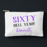 Sixty Hell Yeah! Personalised Purple 60th Birthday Accessory Pouch<br><div class="desc">Turn sixty in style! This personalised accessory pouch in vibrant purple is perfect for holding cosmetics, party supplies, or everyday items. Customisable with her name, it’s a bold, fun, and practical gift. Pairs beautifully with other items in the “Sixty Hell Yeah!” birthday collection—because sixty deserves to be celebrated out loud....</div>