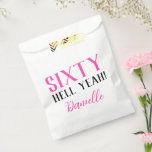 Sixty Hell Yeah! Pink 60th Birthday Favour Bags<br><div class="desc">Fierce,  fabulous,  and sixty! This pink “Sixty Hell Yeah!” favour bag adds attitude and charm to her milestone birthday party. Customisable with the birthday girl’s name and ready to fill with goodies. Part of a larger matching collection for a coordinated celebration.</div>