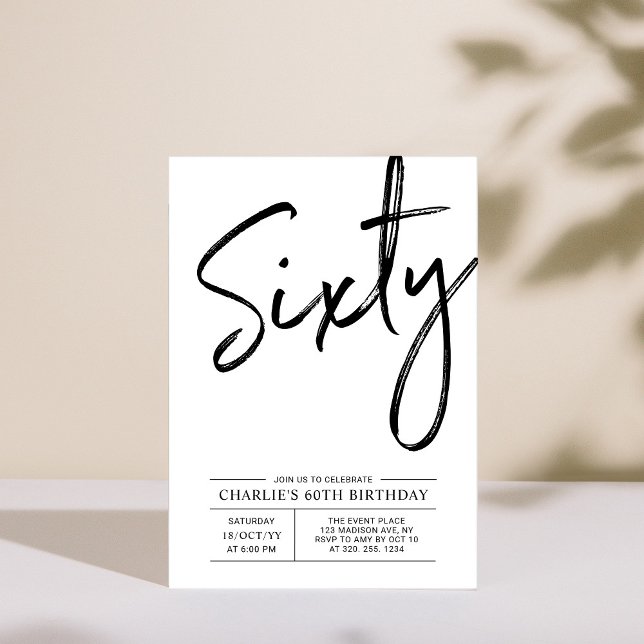 Sixty | Modern 60th Birthday Party Invitation (Creator Uploaded)