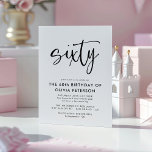 Sixty | Modern 60th Black & White Birthday Party Magnetic Invitation<br><div class="desc">This modern, black and white, 60th birthday party invitation features classy modern typography. The word "sixty" appears in script style calligraphy. Perfect for setting the stylish tone for a wonderful, sixtieth birthday party celebration. The colour scheme of the invite is easy to customise - both the background and the typography...</div>
