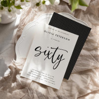 Sixty | Modern B&W 60th Birthday Party Typography