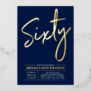 Sixty Modern Gold Navy 60th Birthday Party
