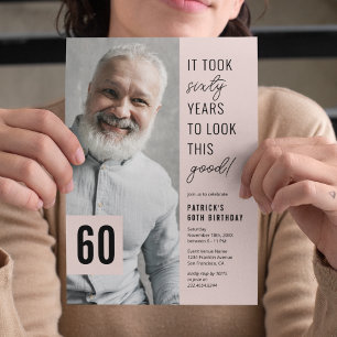 Sixty Modern Photo 60th Birthday Party Invitation