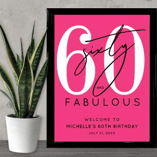 Sixty Pink 60th Birthday Welcome Sign