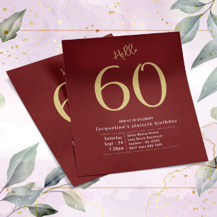 Sixty Red Gold Budget 60th Birthday Invitation Flyer