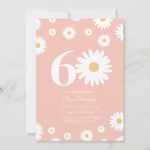 Sixty Years Retro Flower Pattern Birthday Invitation