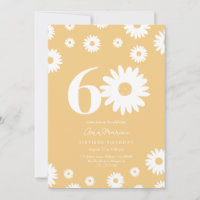 Sixty Years Retro Flower Pattern Birthday