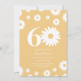 Sixty Years Retro Flower Pattern Birthday Invitation