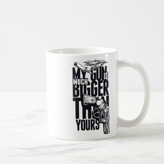 Size Doesn't A Playful Gun Comparison Sticker  Coffee Mug (Right)