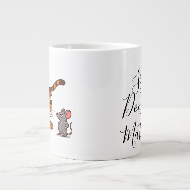 Size Doesn't Matter - Funny Tiger and Mouse Design Large Coffee Mug (Front)