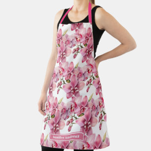Size Large Girly Pink Orchid Floral  Apron