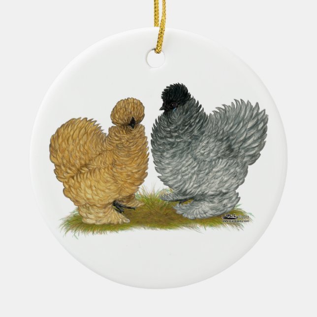 Sizzle Chickens Ceramic Tree Decoration (Front)