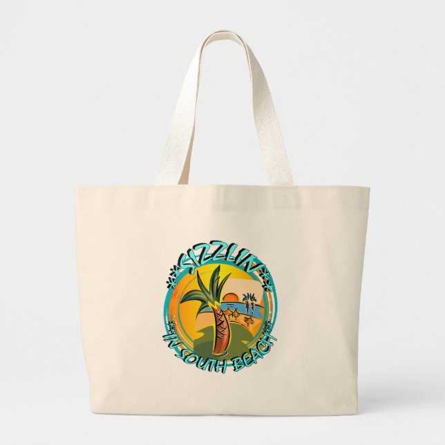 Sizzlin In South Beach Large Tote Bag (Front)