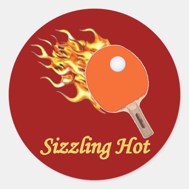 Sizzling Hot Flaming Ping Pong Classic Round Sticker (Front)