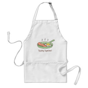 Sizzling Together, Cute Bacon and Egg Valentines Standard Apron