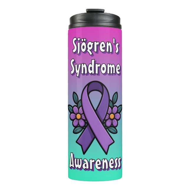 Sjögren's Awareness | Purple Ribbon Thermal Tumbler (Front)