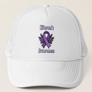 Sjögren's Awareness   Purple Ribbon with flowers Trucker Hat