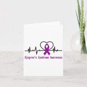 Sjogrens Syndrome Awareness Heartbeat Purple Ribbo Card